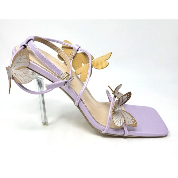Enchanting Butterfly Stilettos with Clear Heels, Lavender, Size US 9 (EU 40) - Picture 4 of 10